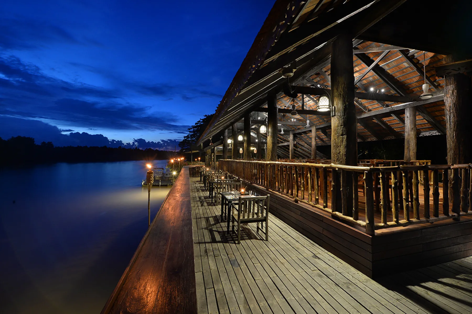 Blue hour at Melapi Restaurant Deck